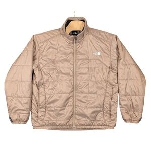 The North Face Mens XL Tan Ripstop Puffer Jacket Full Zip Fleece-Lined  Beige